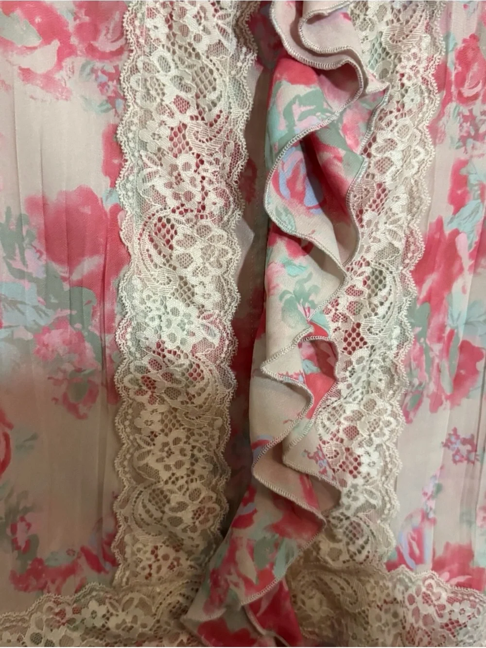 Free People X-Small Bad At Love Blouse Floral Top Sheer Ruffle Long Sleeve Boho
